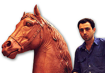 Horse head monument in Ripollet, Barcelona 2001